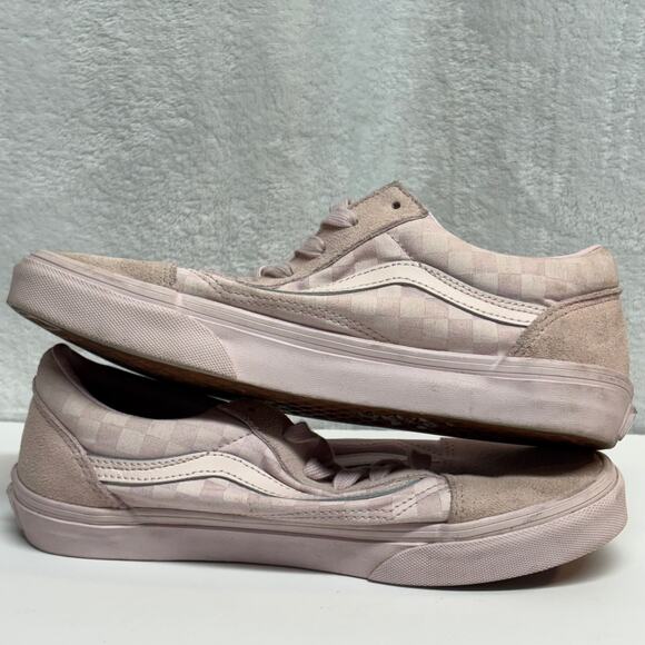 Vans Sneakers Juniors 7 Pink Checkerboard Canvas Suede Lace Up Low Top Casual - Picture 7 of 11
